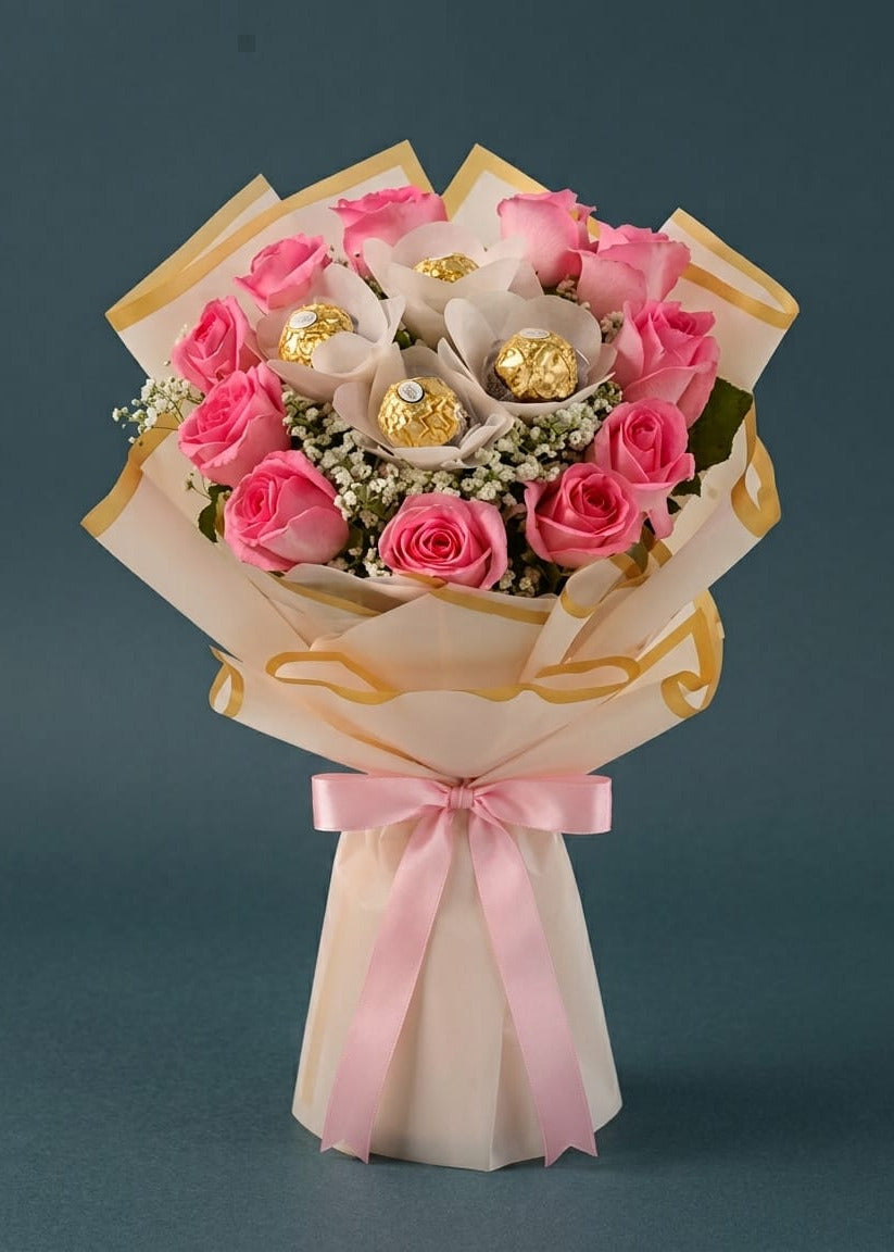 Roses with Ferrero Rocher Bouquet