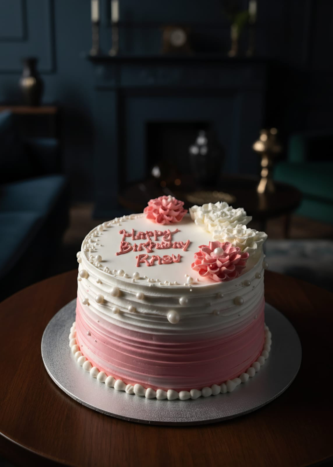 Pink & white pearl cake
