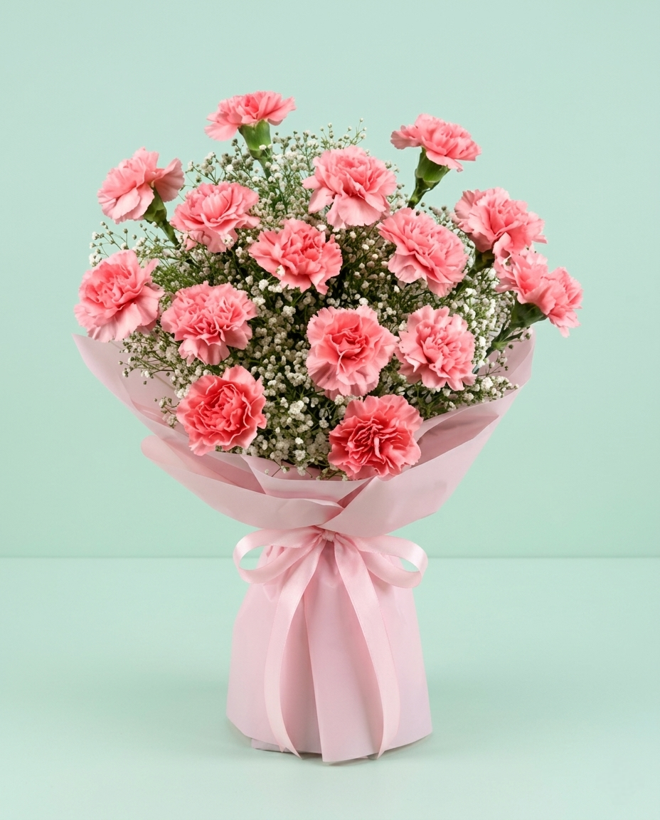 Baby pink carnations bouquet