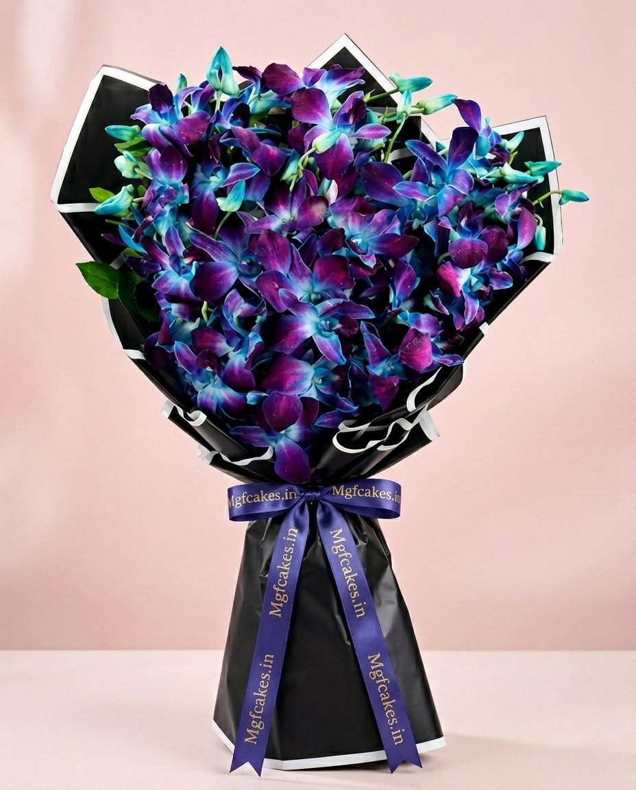 Exotic blue orchids bouquet