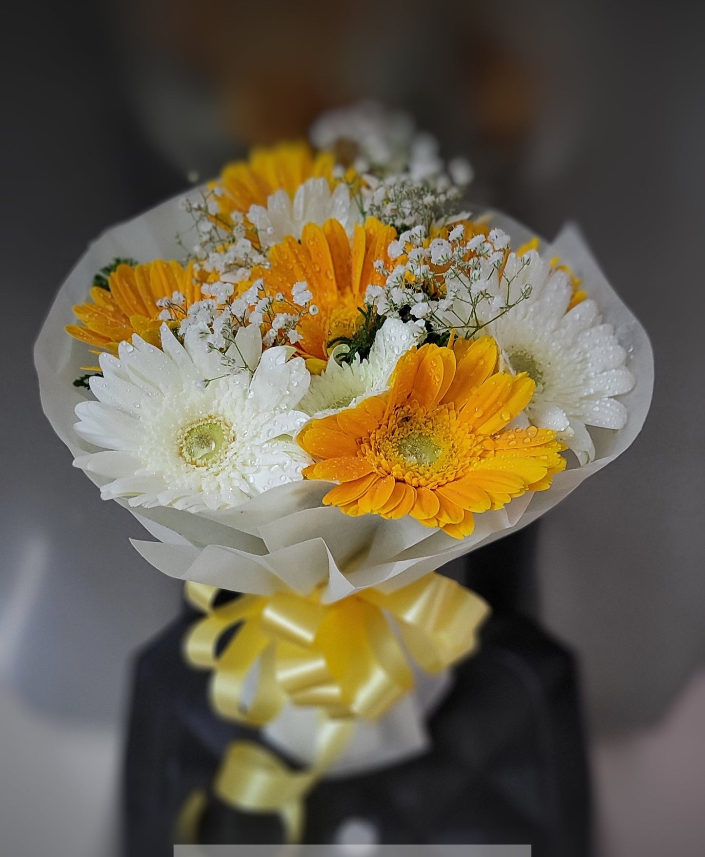 White and Yellow Gerberas Bouquet