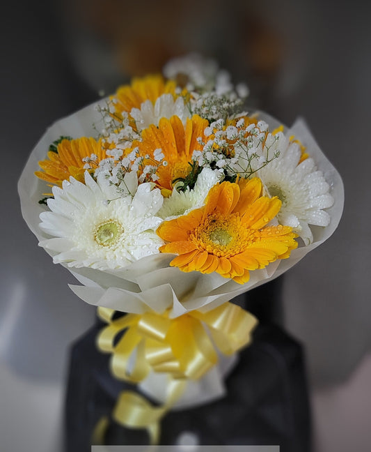 White and Yellow Gerberas Bouquet