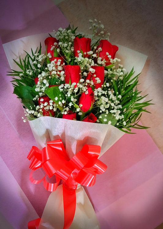 Valentine 12 Red Roses Bouquet