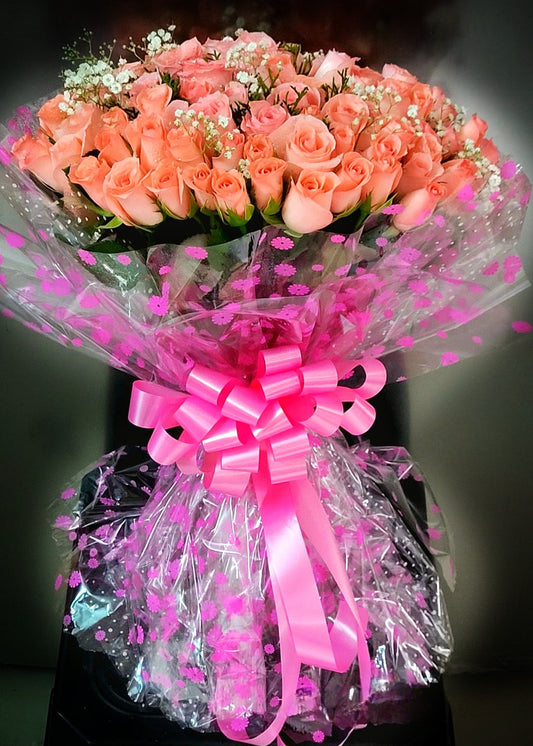 50 pink roses bouquet