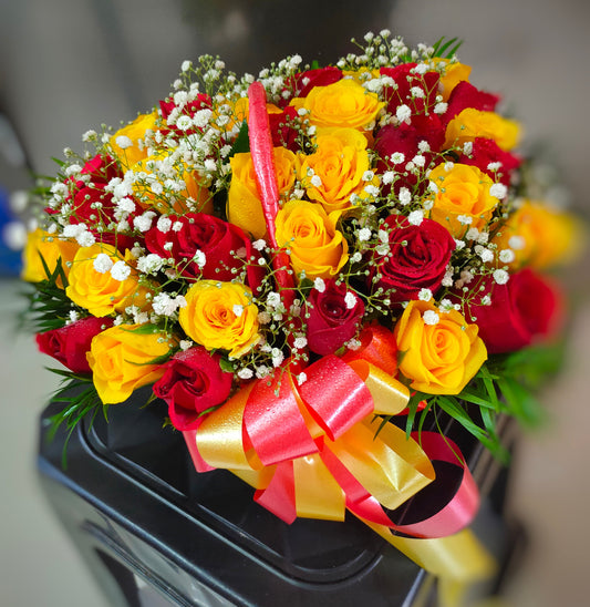 Red And Yellow roses Basket
