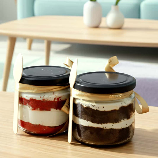 Chocolate & Red Velvet Jar Cake Set