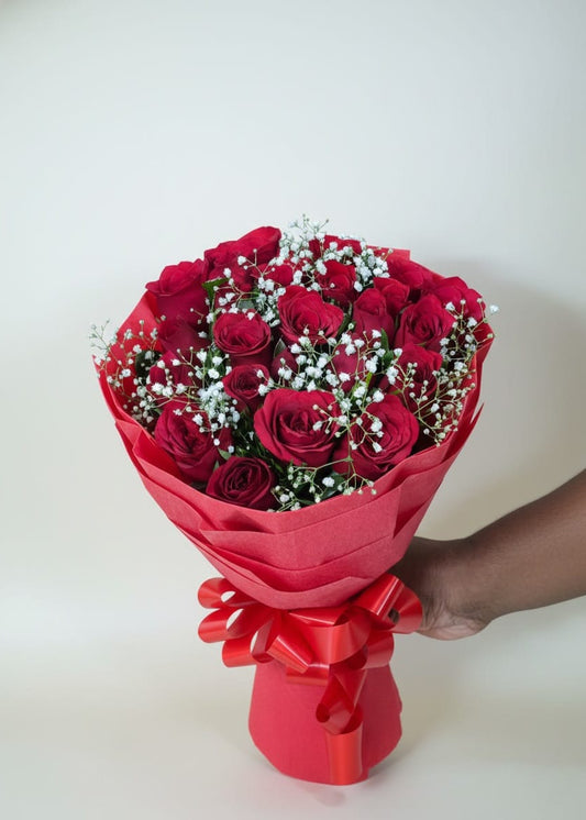 20 Red Roses Bouquet With fillers