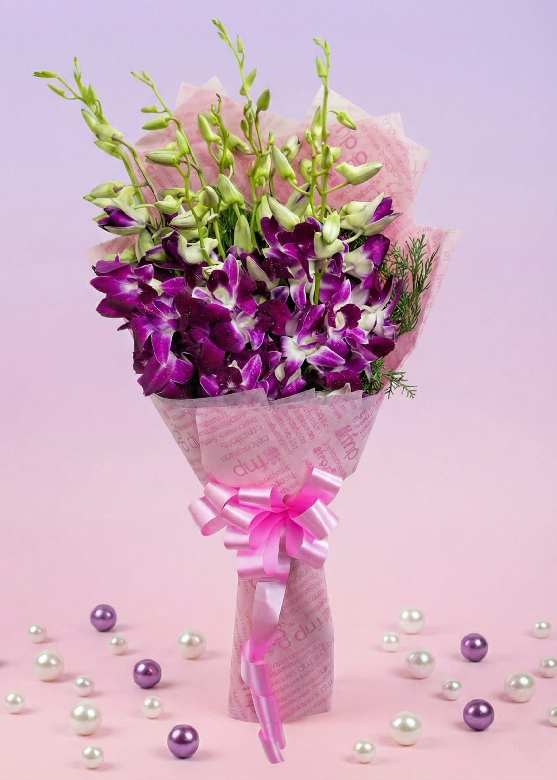 Majestic 10 Purple Orchids Bouquet