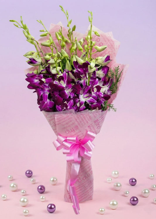 Majestic 10 Purple Orchids Bouquet