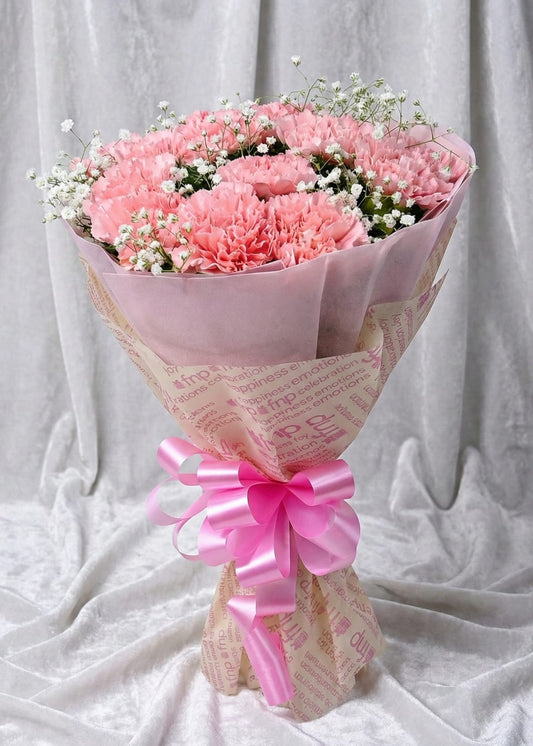 Blush Harmony 10 Pink Carnations Bouquet