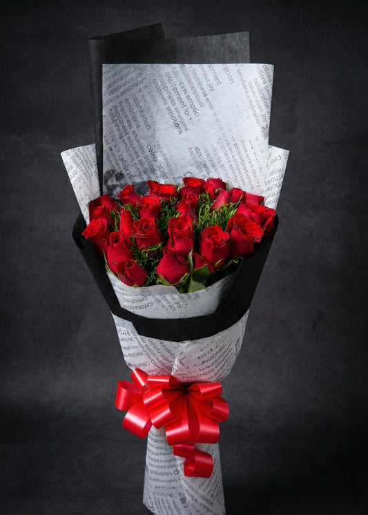 Midnight Elegance 20 Red Roses Bouquet