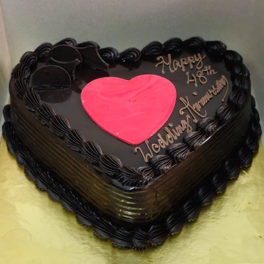 Heart Shape Chocolate Cake (1 Kg) with Fondant Heart