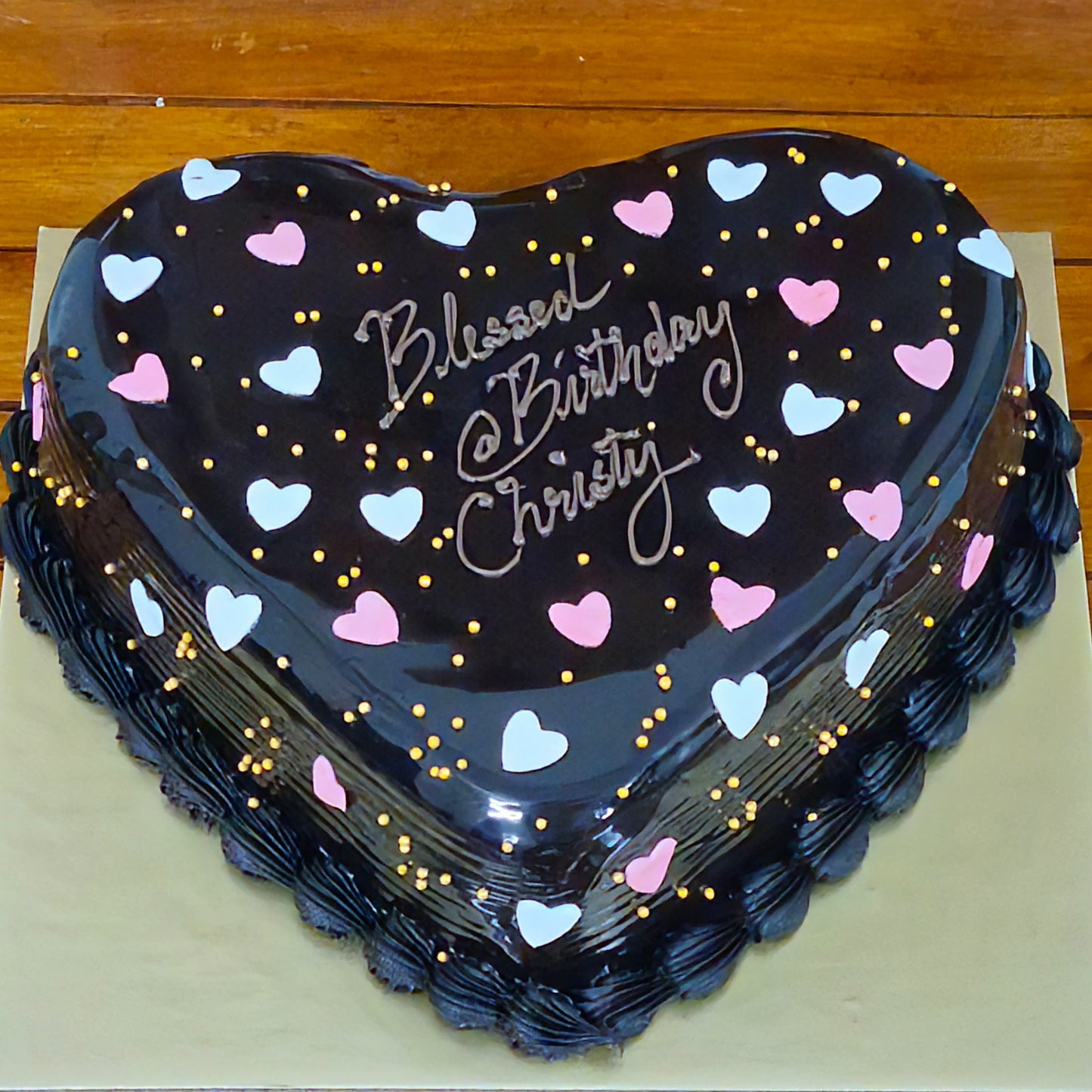 Heart Shape Chocolate Cake with Fondant Hearts