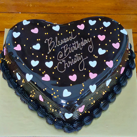 Heart Shape Chocolate Cake with Fondant Hearts