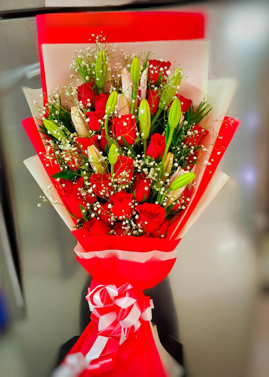 Premium Bouquet with Red Roses and Lillys