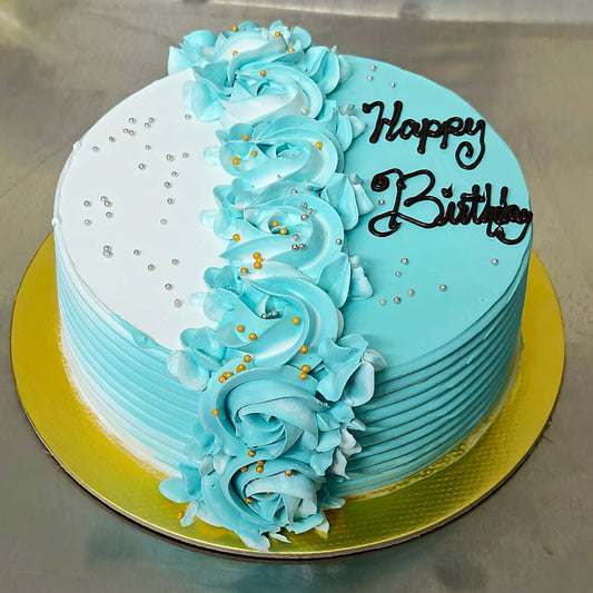 Floral Vanilla Cake Half