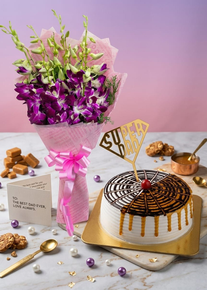 Orchids & Butterscotch Cake Combo