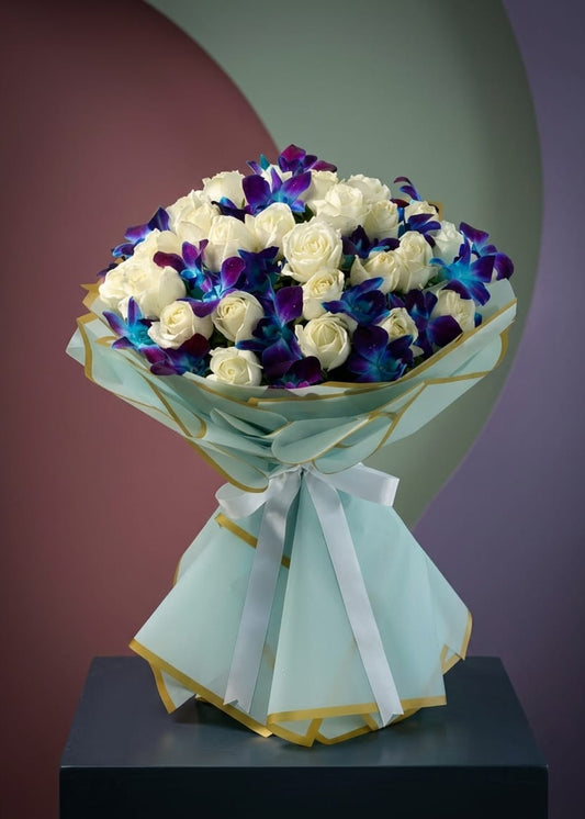 Romantic Roses & Blue Orchids