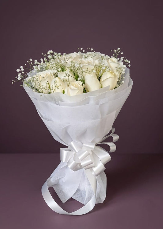 Serene white roses bouquet