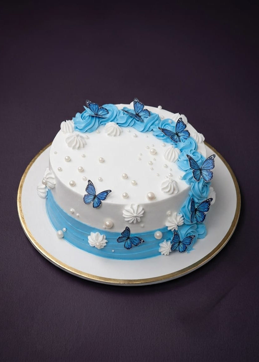 Blue Butterfly Theme Cake
