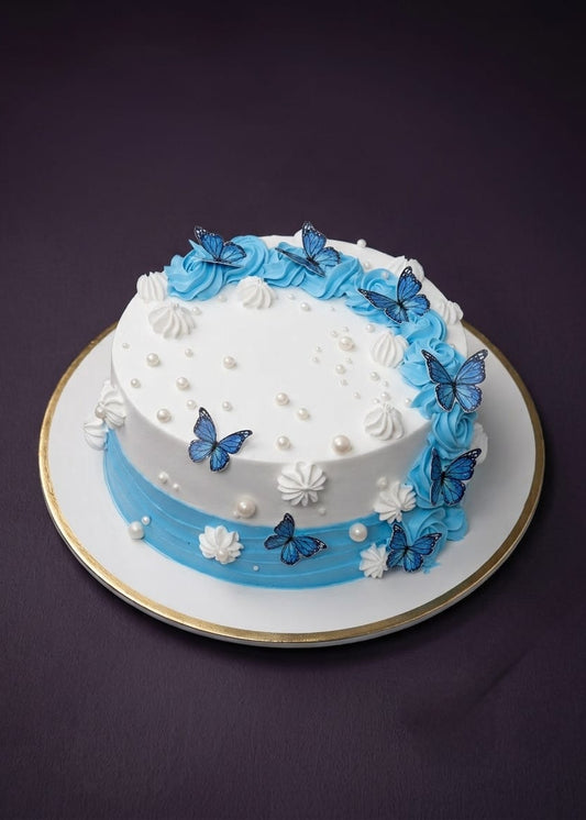Blue Butterfly Theme Cake