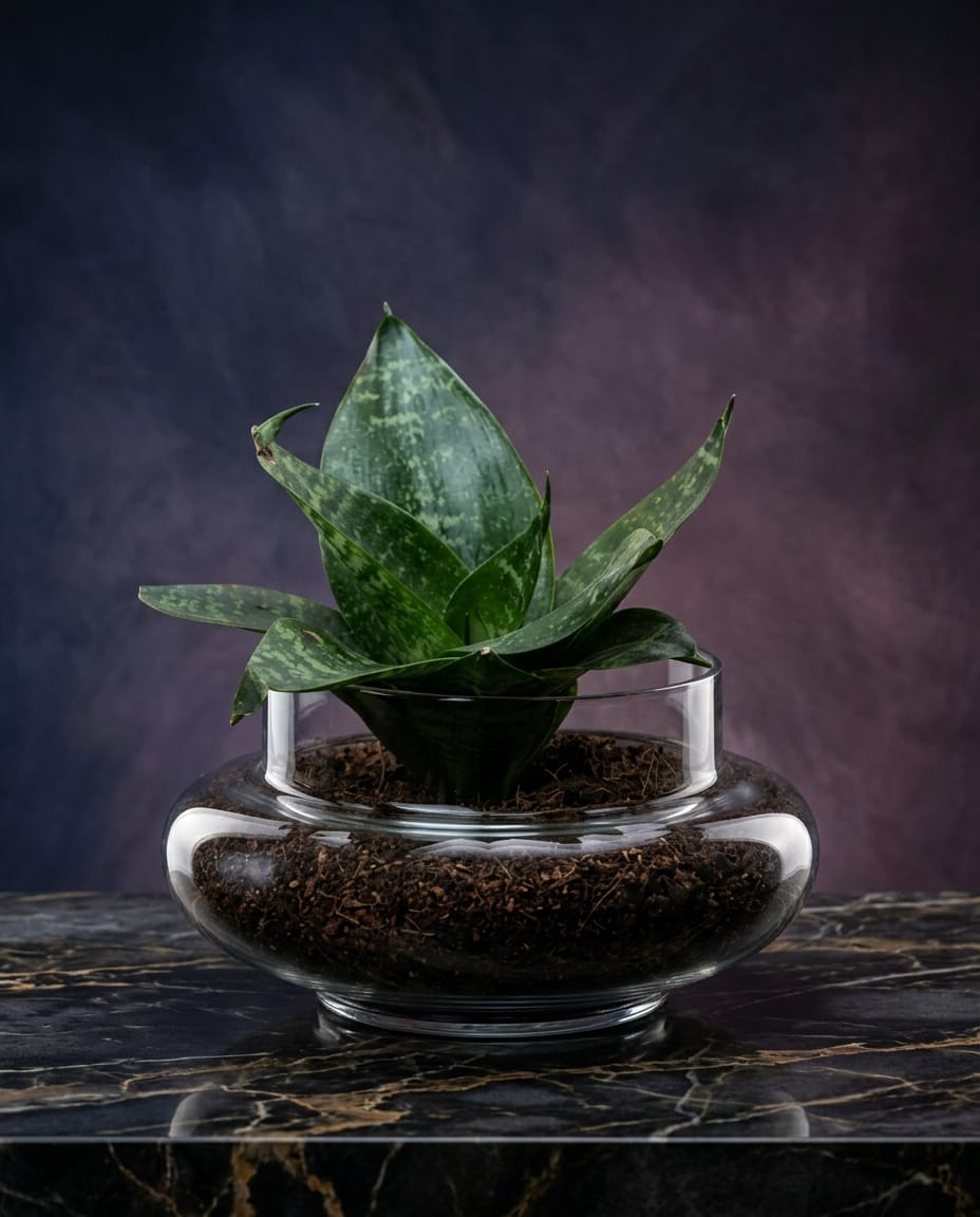 Sansevieria glass pot