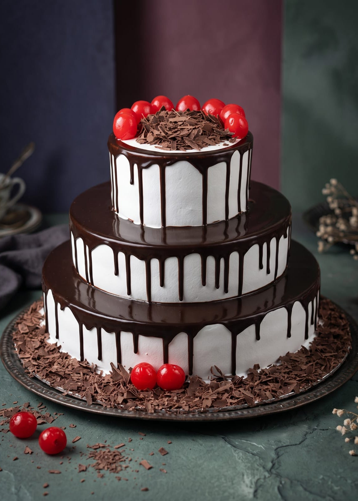 Majestic Triple Tier Drip Cake