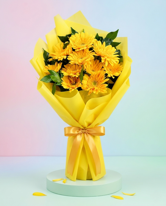 Blushing yellow geribra's bouquet 