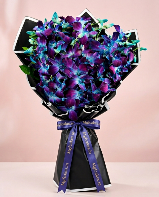 Exotic blue orchids bouquet