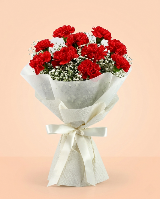 Lovely red carnations bouquet