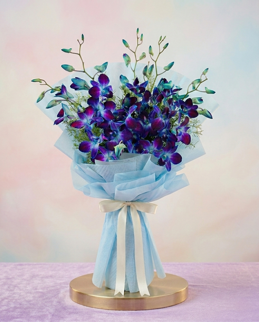 Joyful blue orchids bouquet